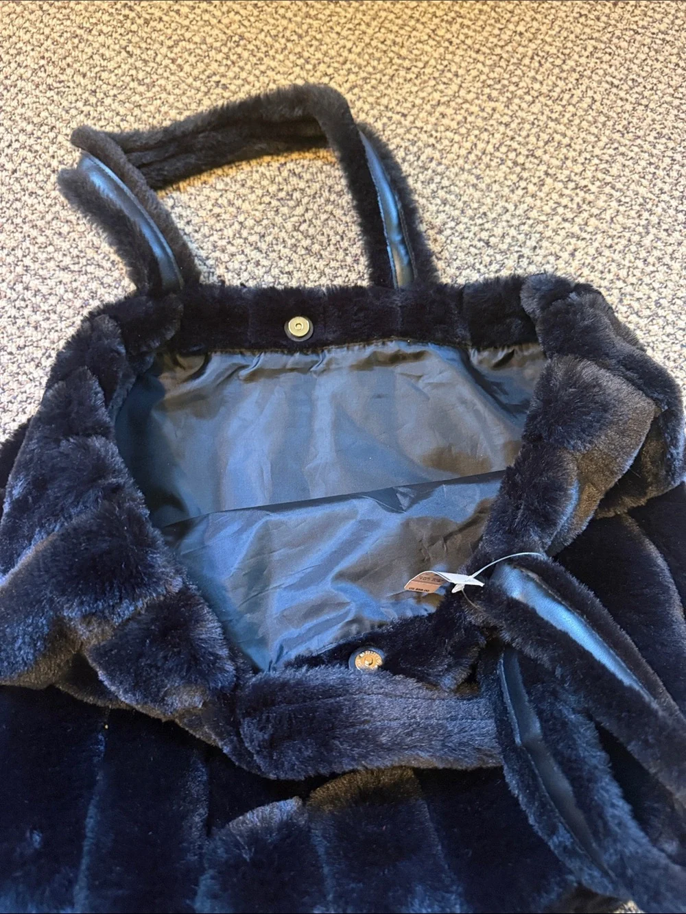 Victoria's Secret NWT Black Hobo Faux Fur Tote